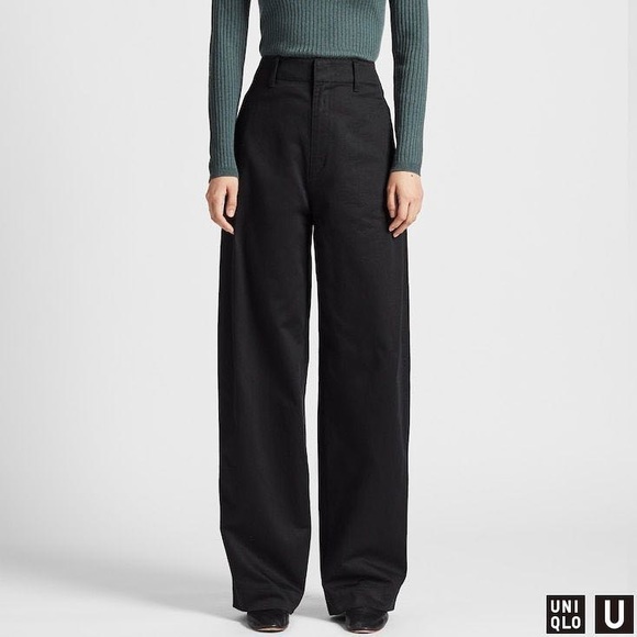 Uniqlo U - Women Wide Fit Curved Pants / Size 2 / Black, Brown, Light Khaki - Picture 1 of 14